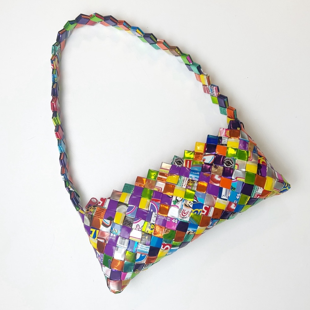 Multicolor Gum /‎ Candy Wrapper Upcycled Shoulder Bag Y2K